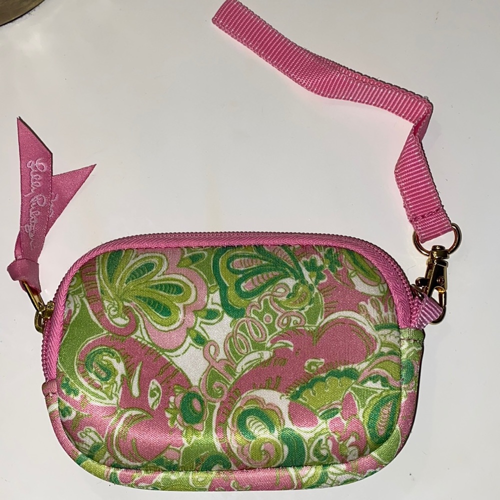 Lilly Pulitzer Pink Green Paisley Wristlet Clutch